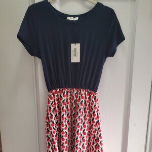 Cat print high low midi dress
